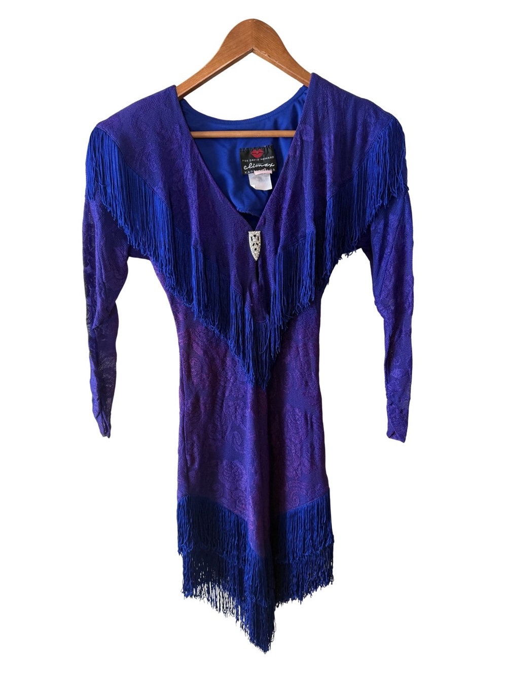 Vintage 80’s Karen Okada Dress with Lace and Fringe